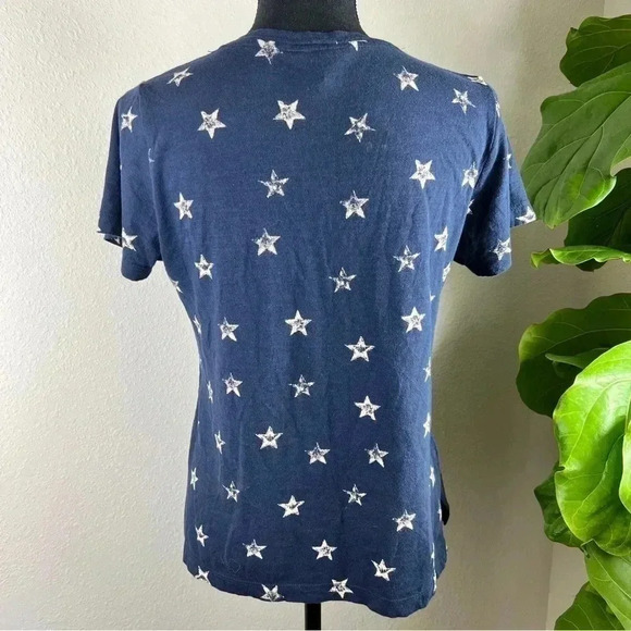 Lucky Brand Women’s 100% Cotton Navy Blue Short Sleeve V-Neck T-Shirt Top - Picture 4 of 11